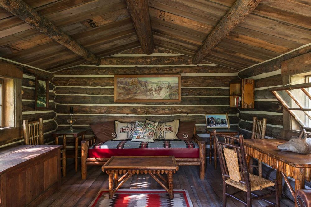 Rustic mountain residence in in Teton Valley Wyoming interior guest house