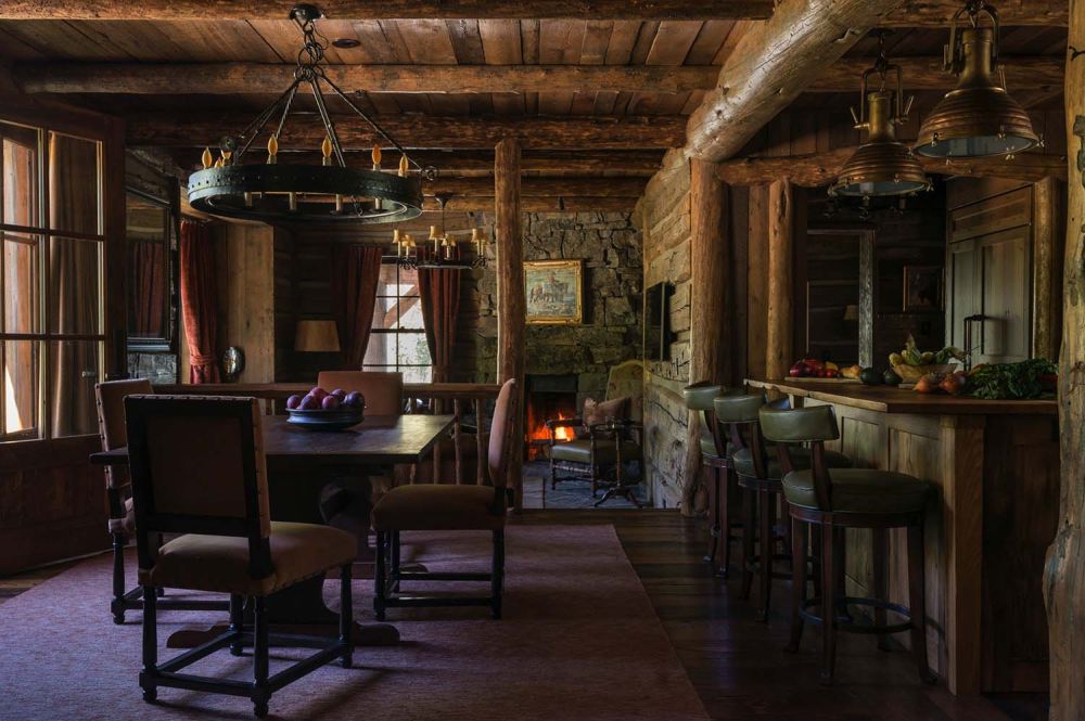 The dining area of the kitchen is warm and cozy.