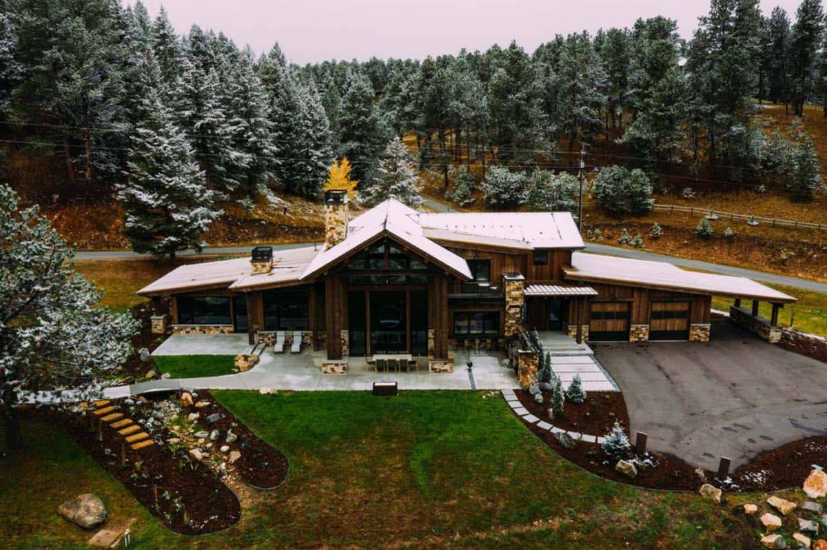 Rustic ranch in Colorado around trees