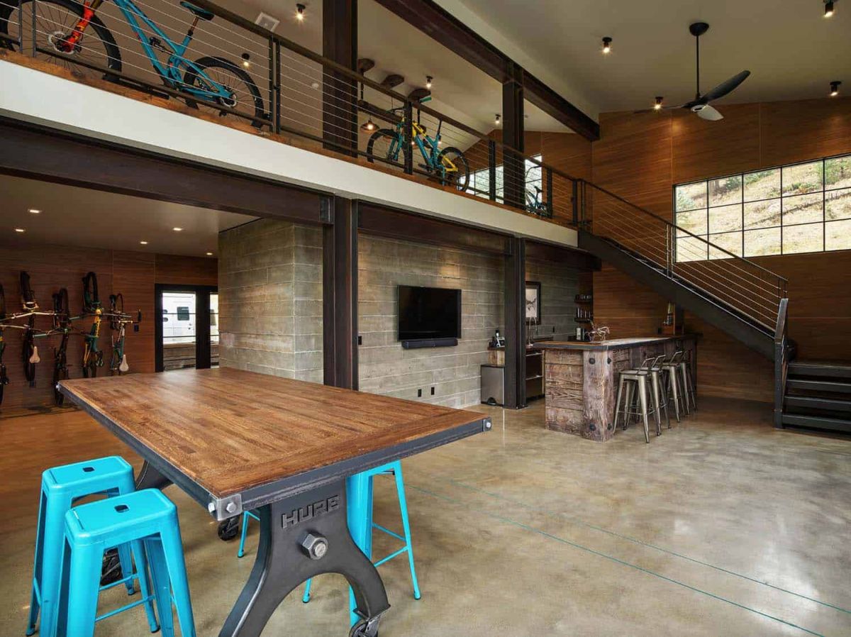 Rustic ranch in Colorado bike room