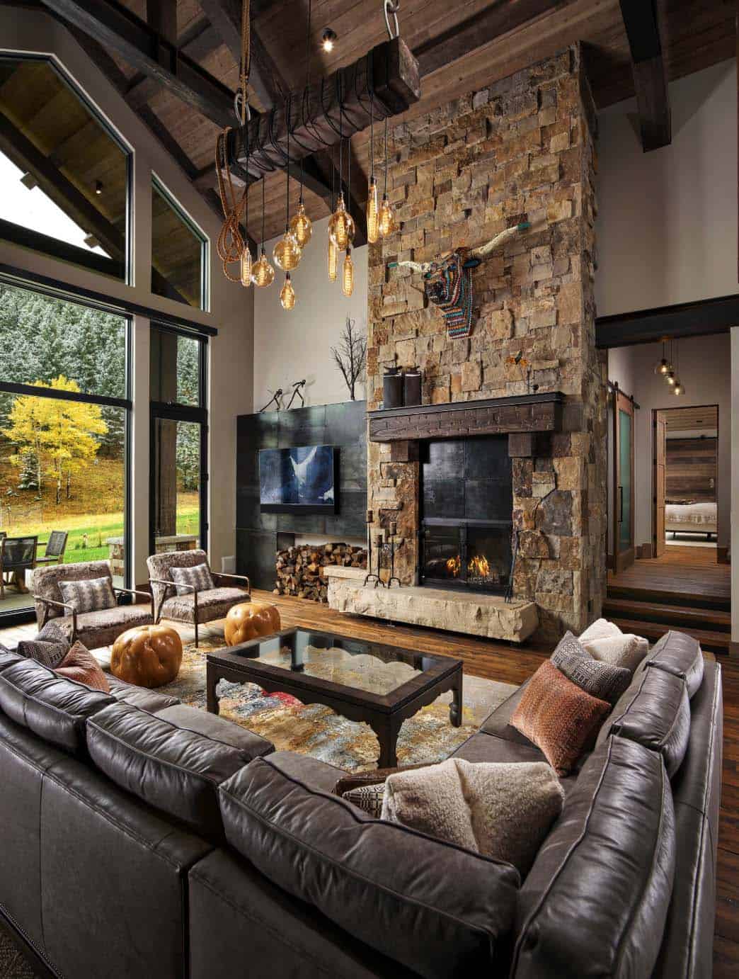 Rustic ranch in Colorado fireplace