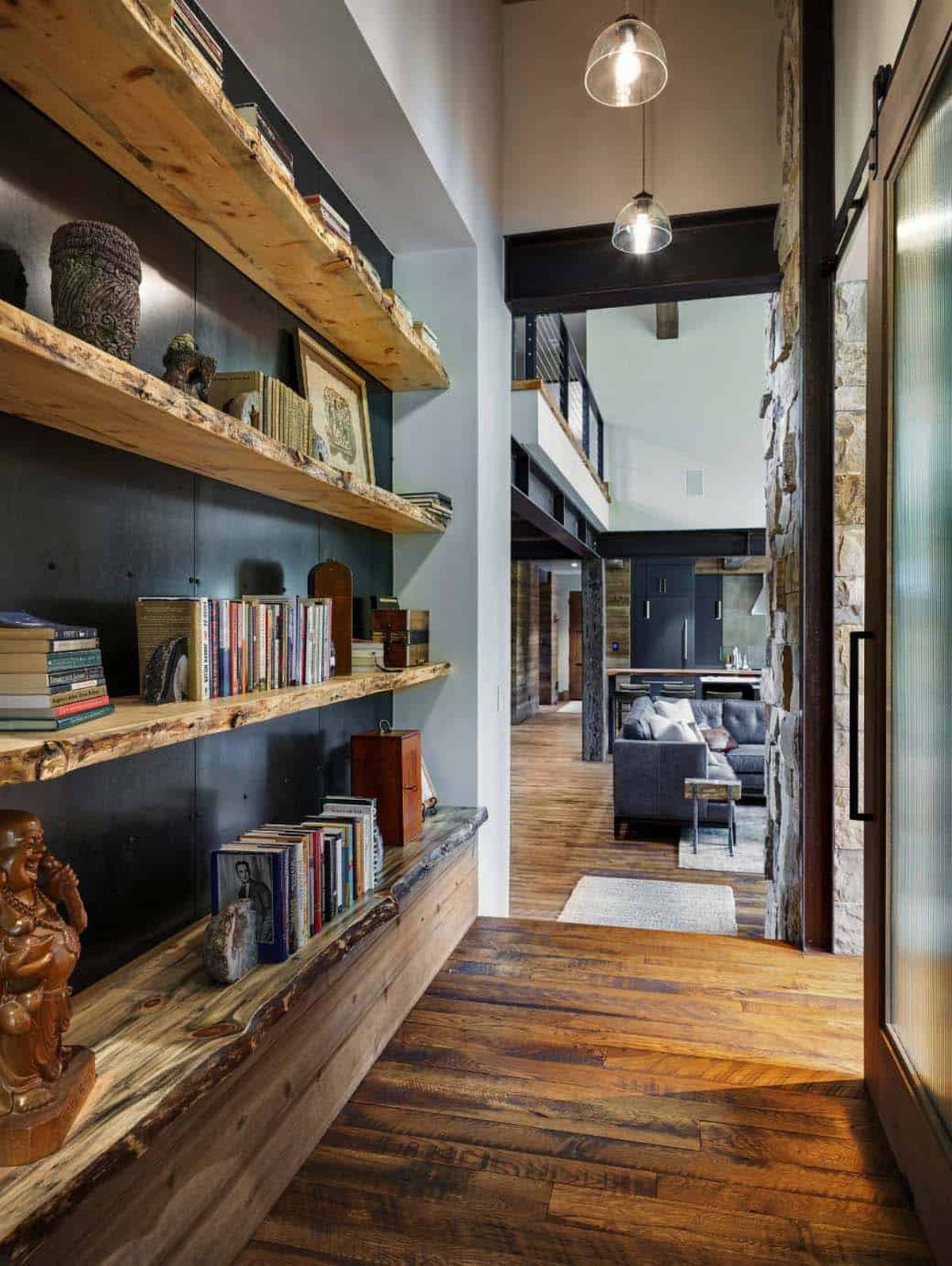 Rustic ranch in Colorado rustic shelves