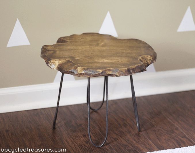 Rustic small coffee table with hairpin legs