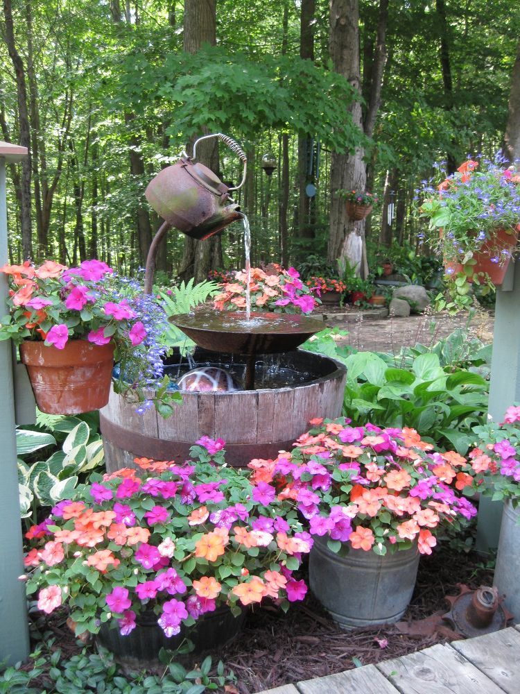 Rustic water feature for backyard