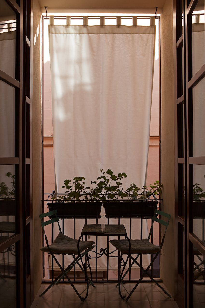 The balcony is an intimate space for two.