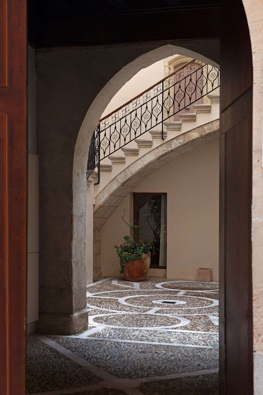 traditional Moorish features characterize the exterior of the old building.