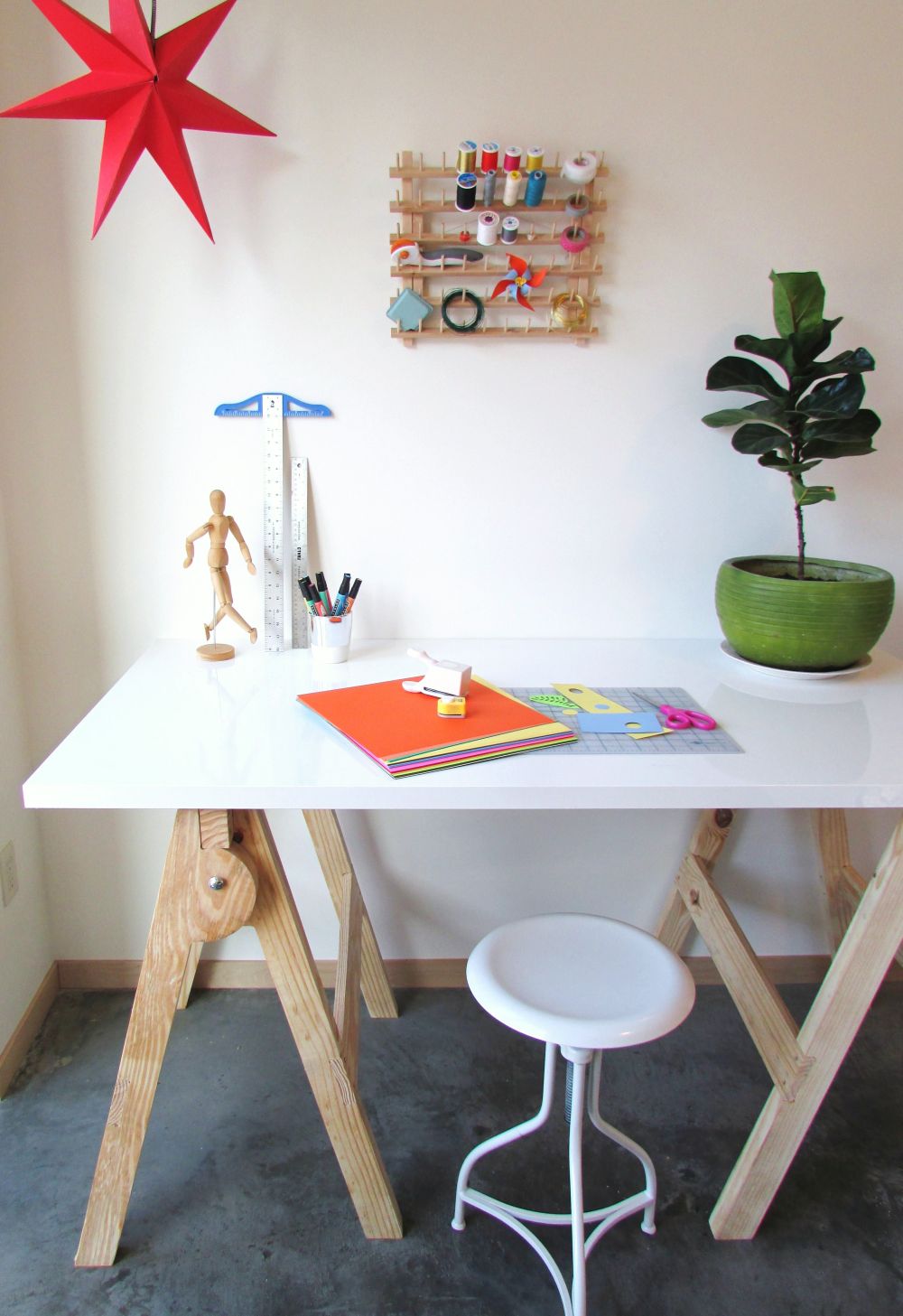Saw Horse Craft Table