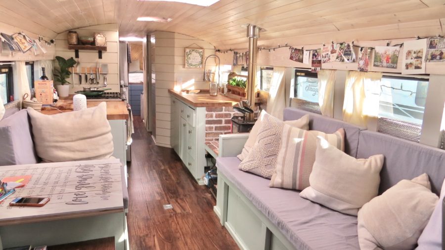 School Bus Turned Motor Cottage for Student And Yogi