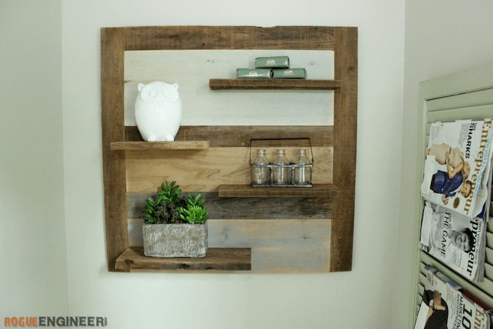 Wall Leftover wood scraps shelves