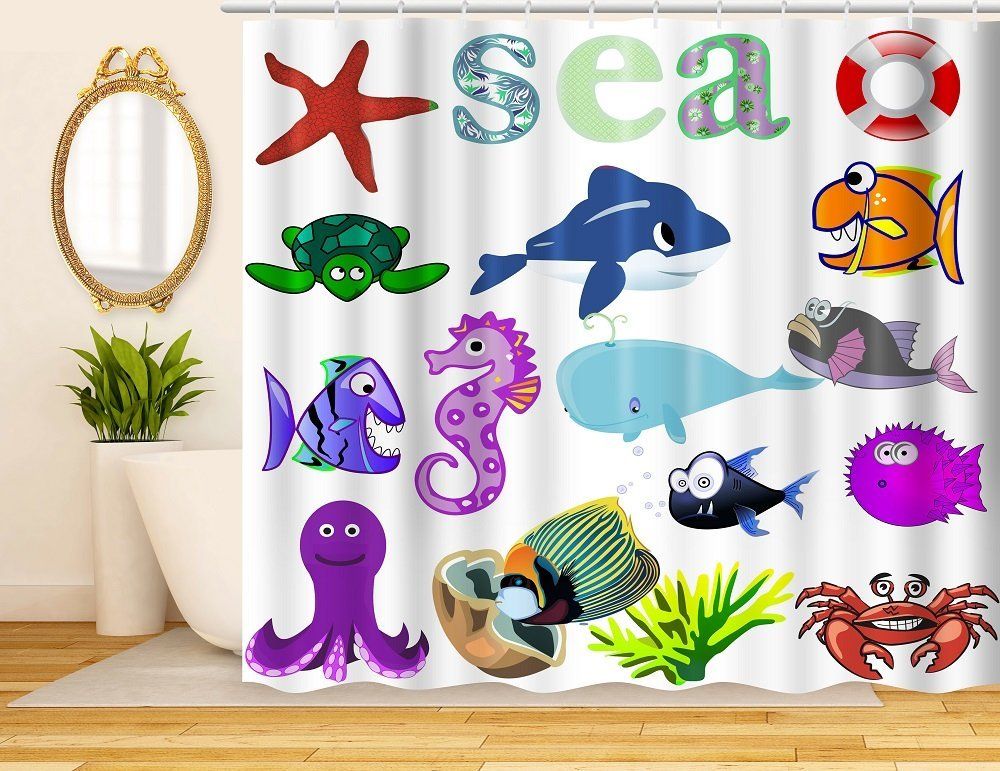 Sea animal kids shower curtain