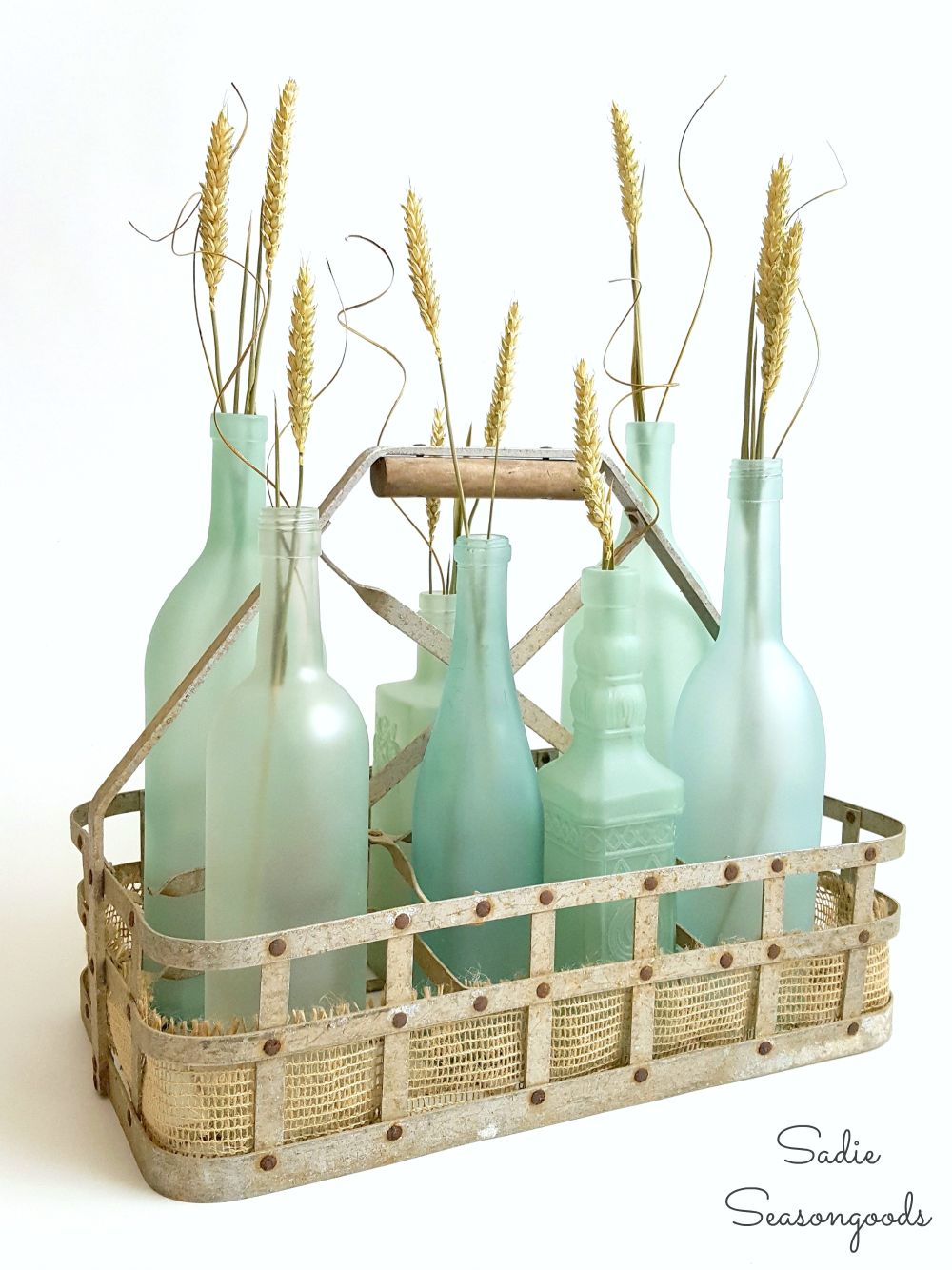 Sea glass beach bottle decor