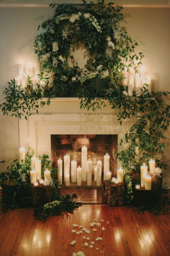 Secret garden christmas mantel