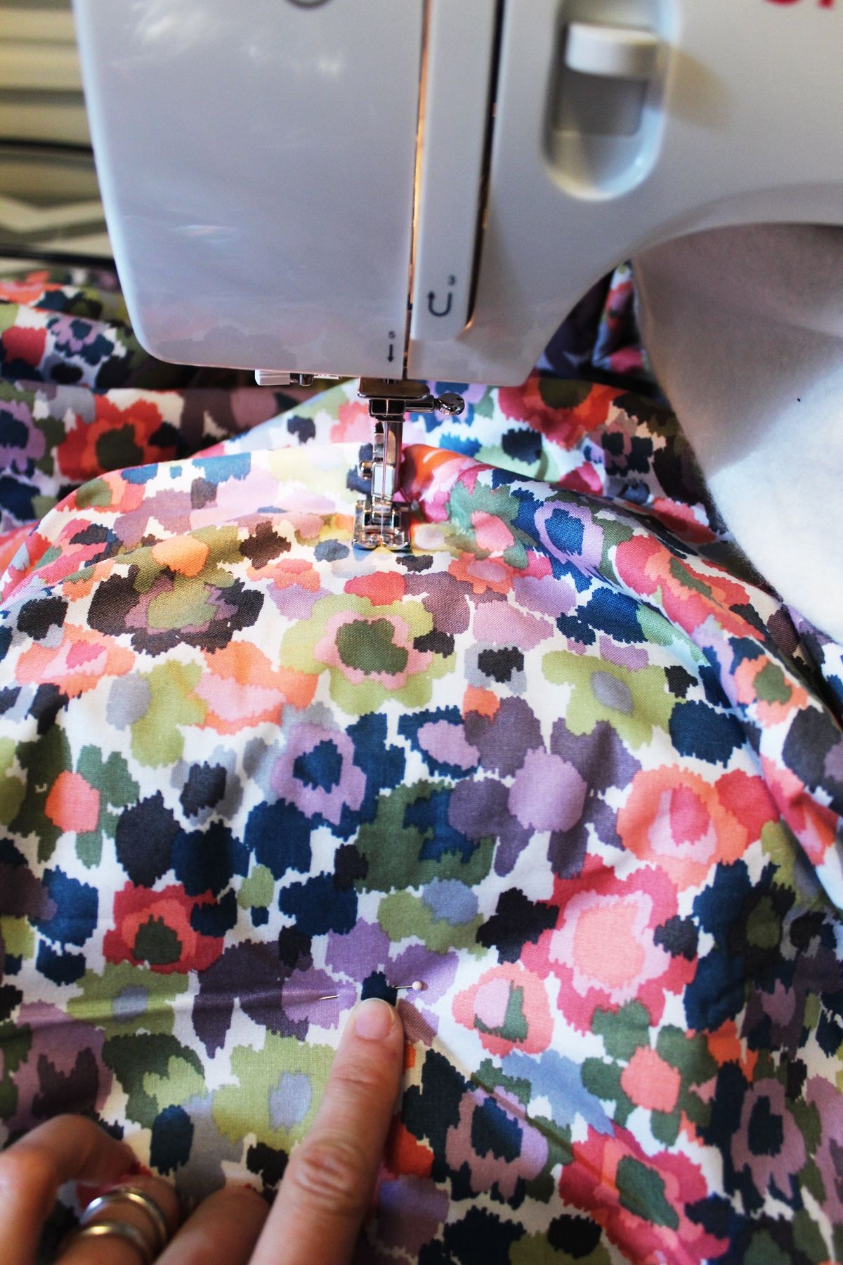 Sew the seam directly down the center of each pin 