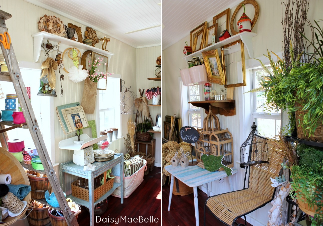 She shed craft room interior design