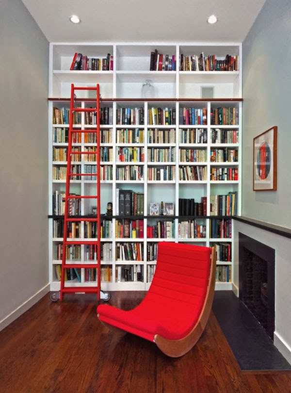 Shelves with ladder for playroom