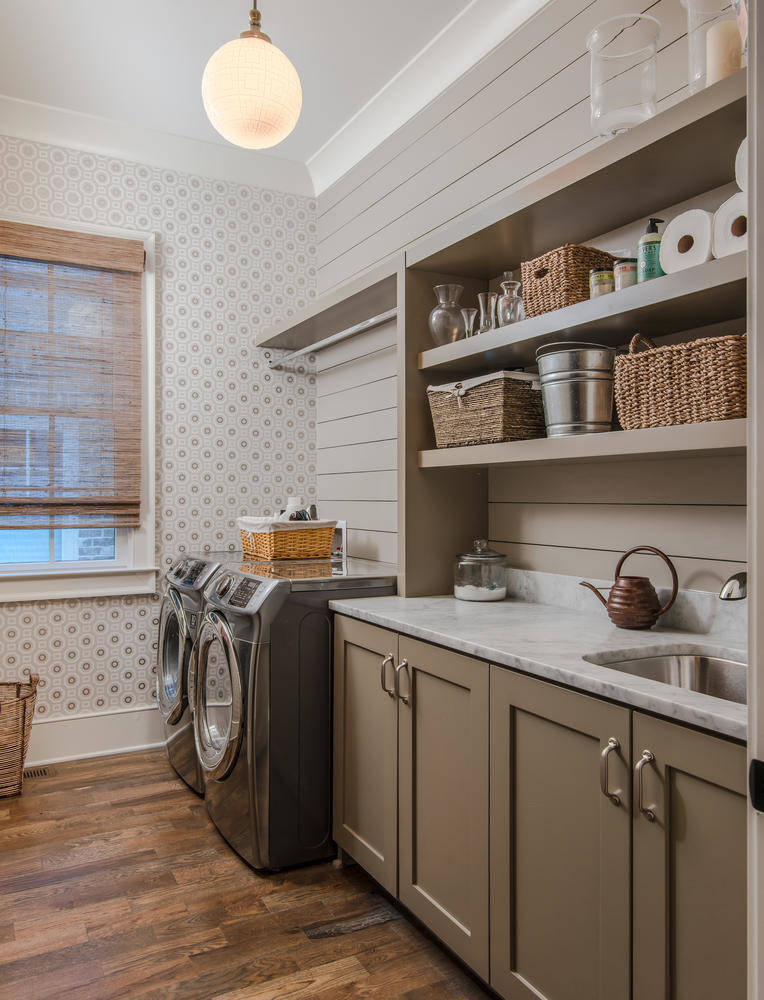 Shiplap Accent Wall in the Laundry