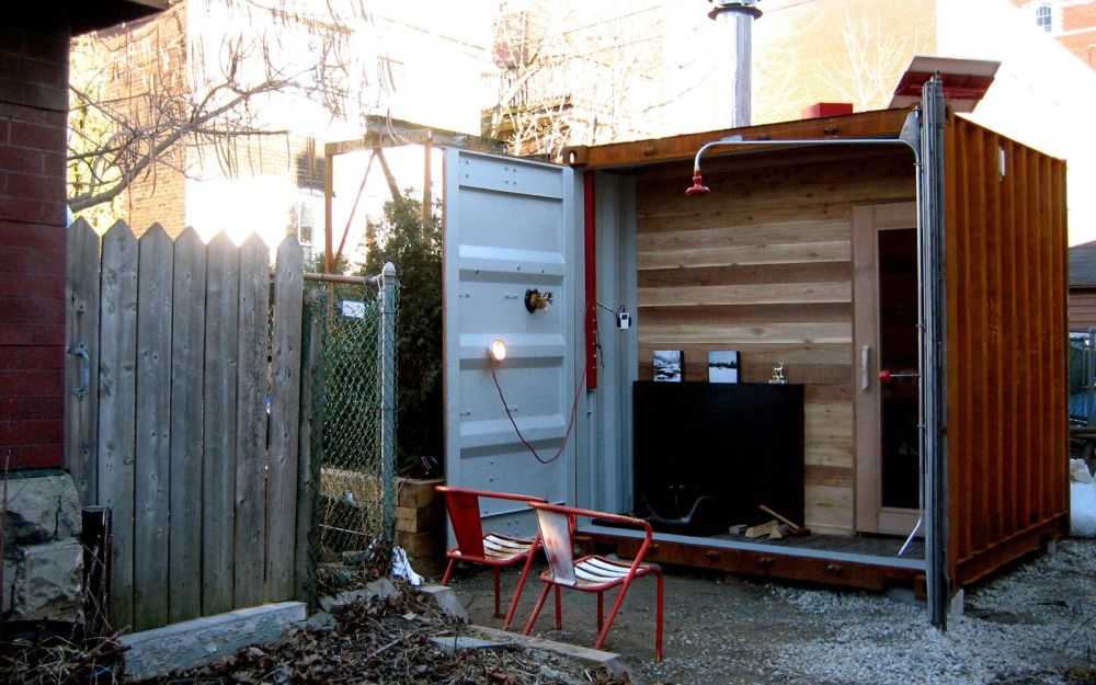 Shipping container small sauna