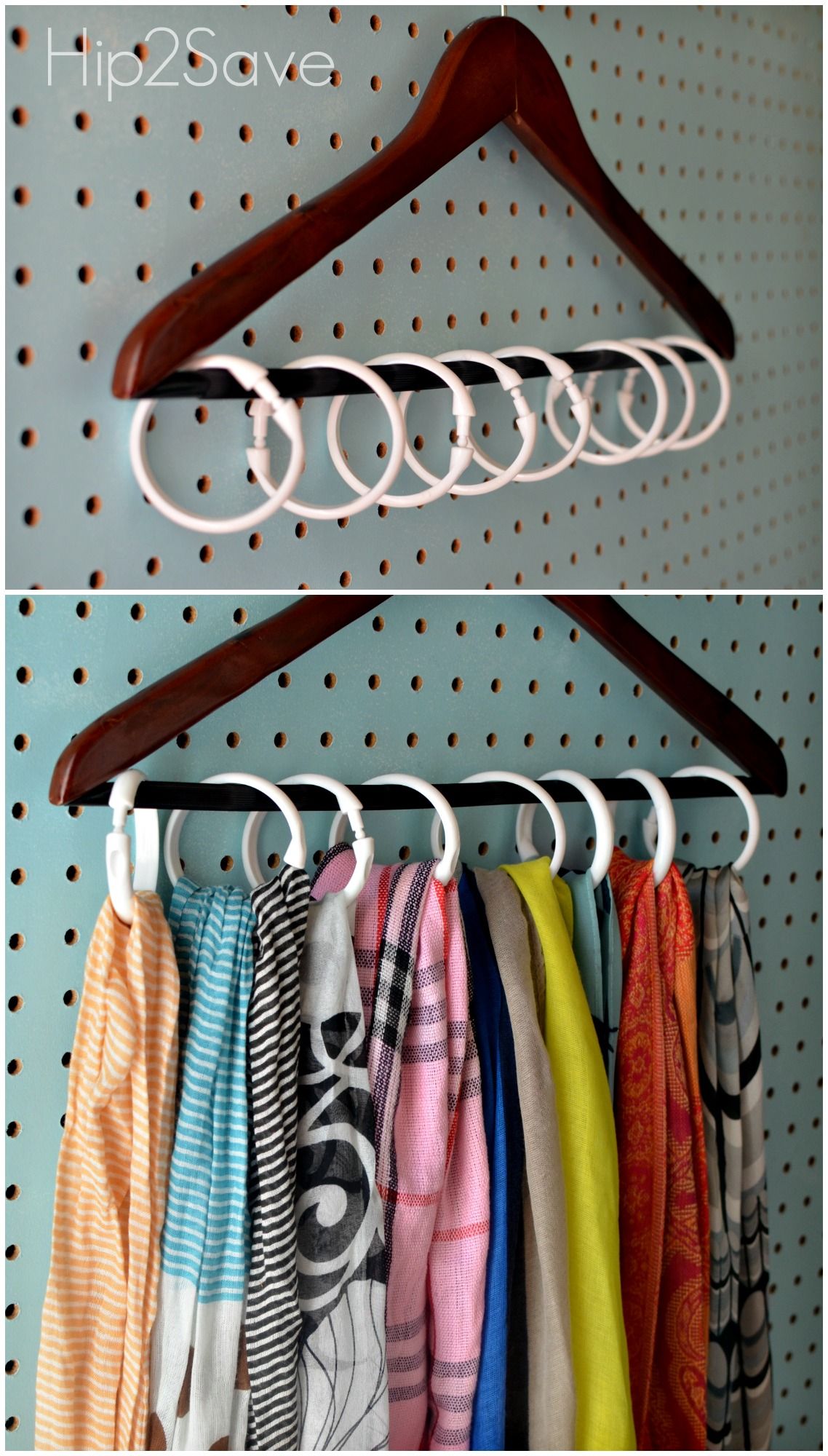 Shower Rings closet scarf organizer