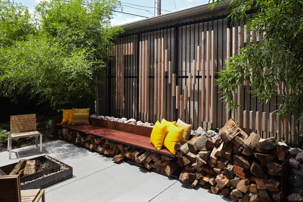 Showhouse backyard with fire pit