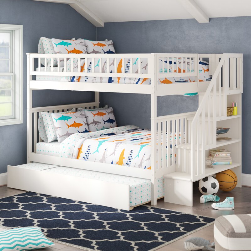 Shyann Staircase Full Over Full Bunk Bed with Trundle