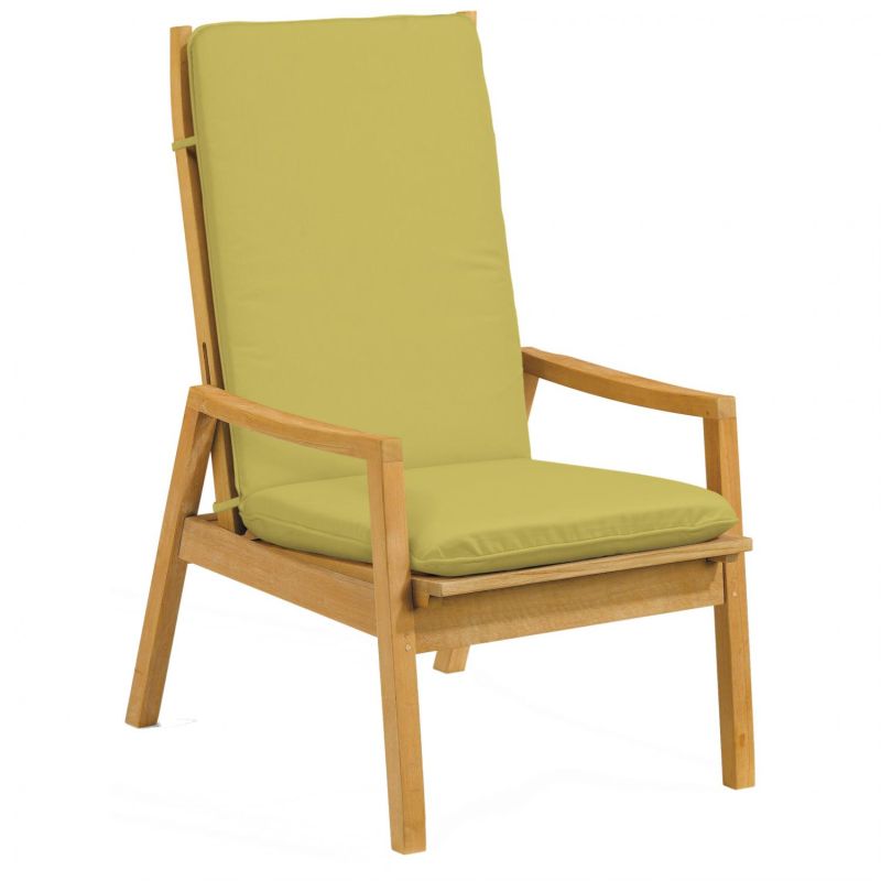 Siena Natural Shorea Reclining Patio Club Chair Peridot Cushions By Oxford Garden