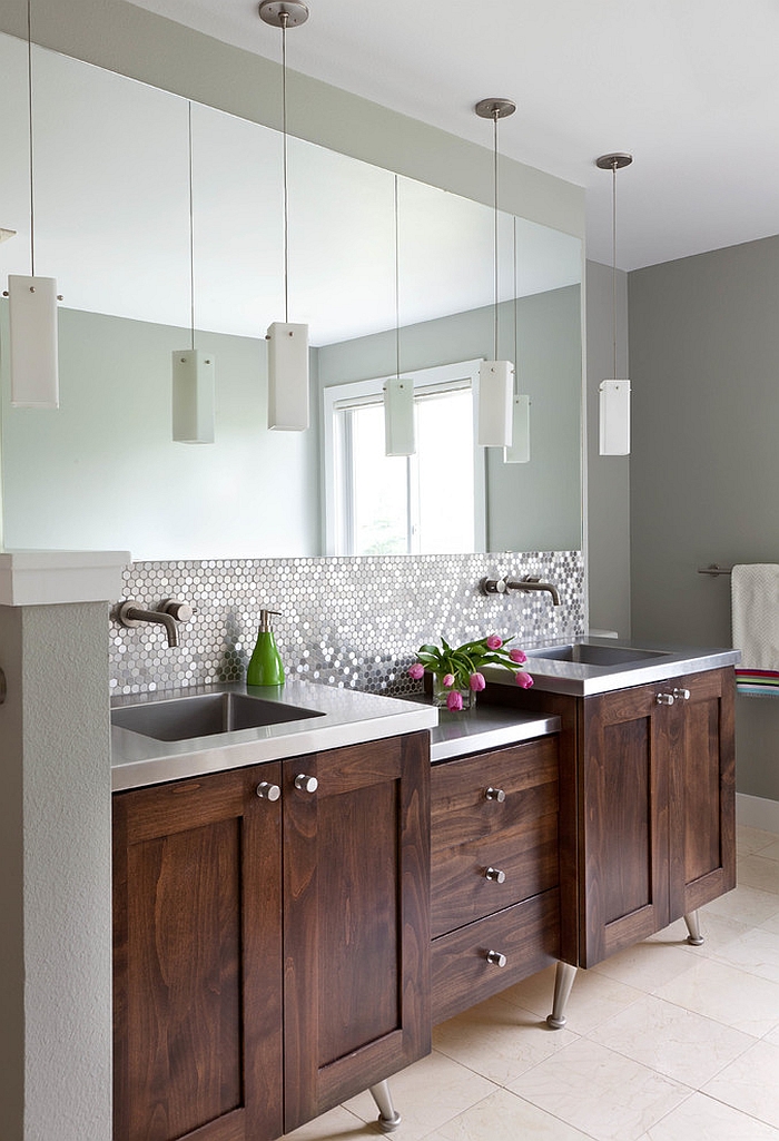Silver toned penny tiles