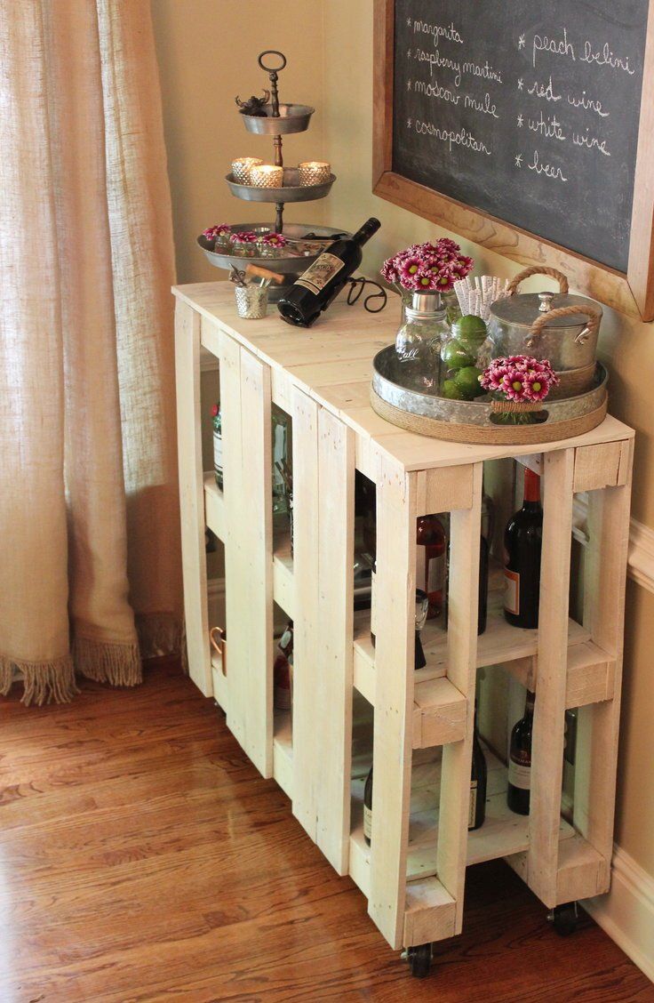 wood pallet bar cart