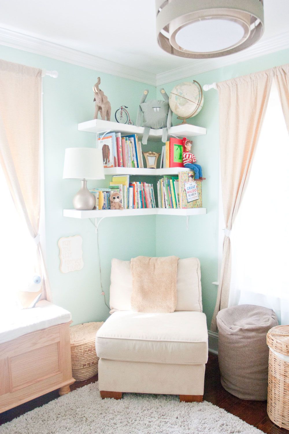 Simple DIY nursery floating shelves