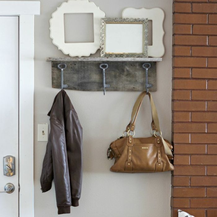 Simple barn wood coat rack