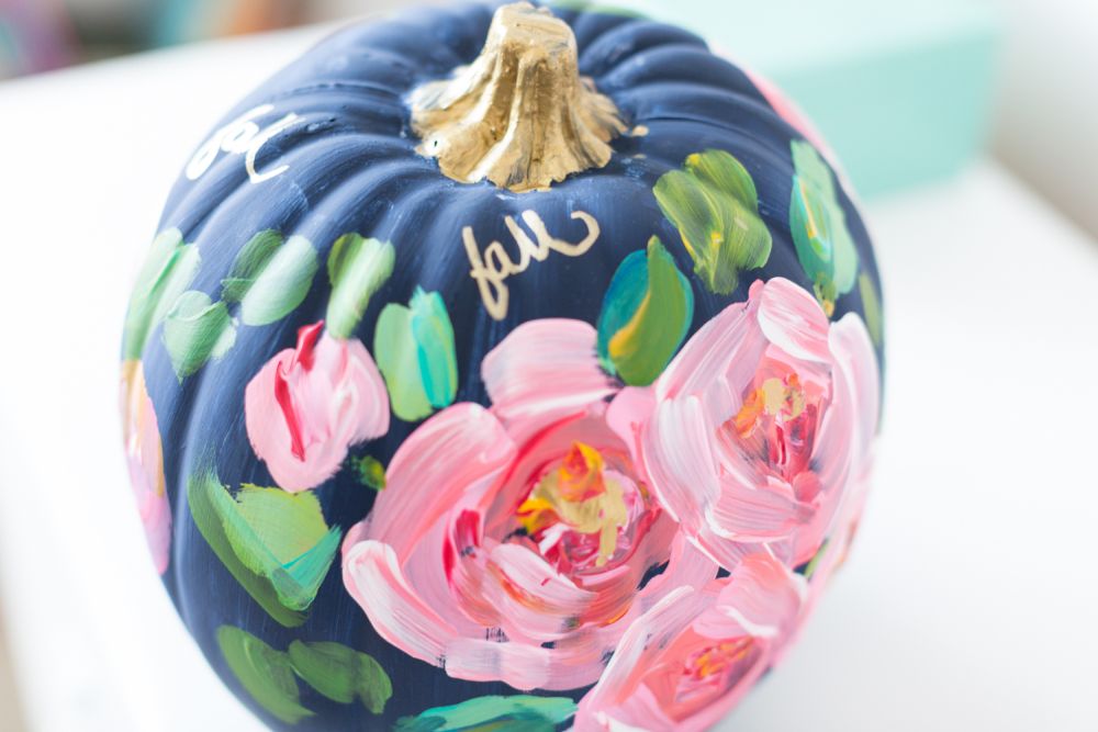 Simple floral painting for halloween pumpkin