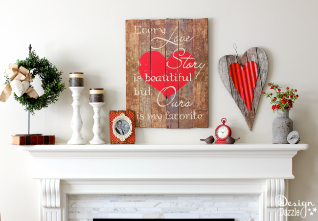 Simple wood valentines day decor from wood