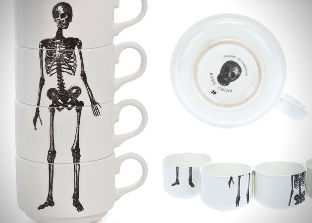 Skeleton Coffee Mug Stack