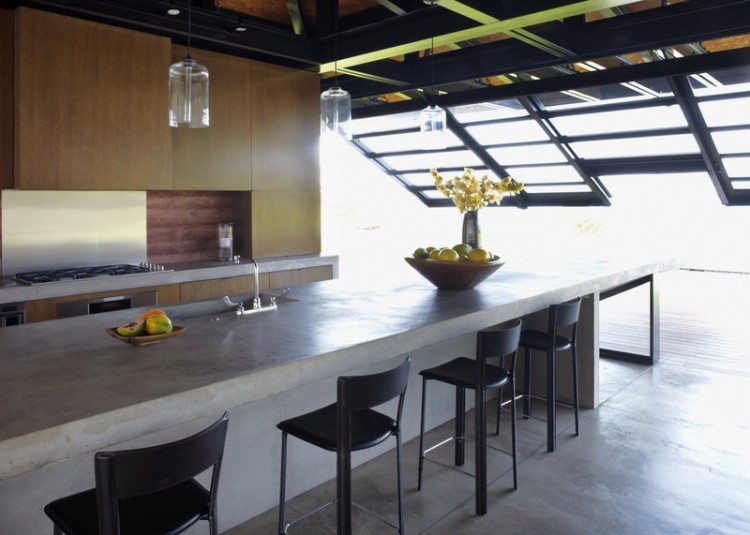 Slaughterhouse Beach House by Olson Kundig Architects - Large Cement Countertop for Island