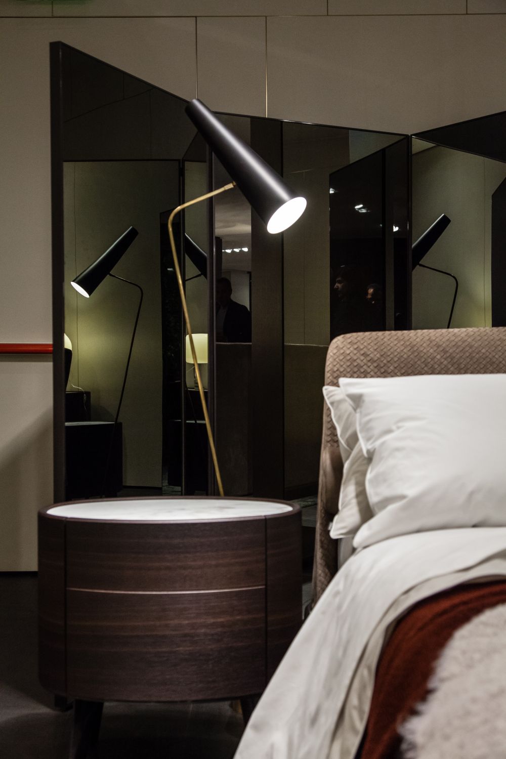 Sleek modern bedside table with marble top