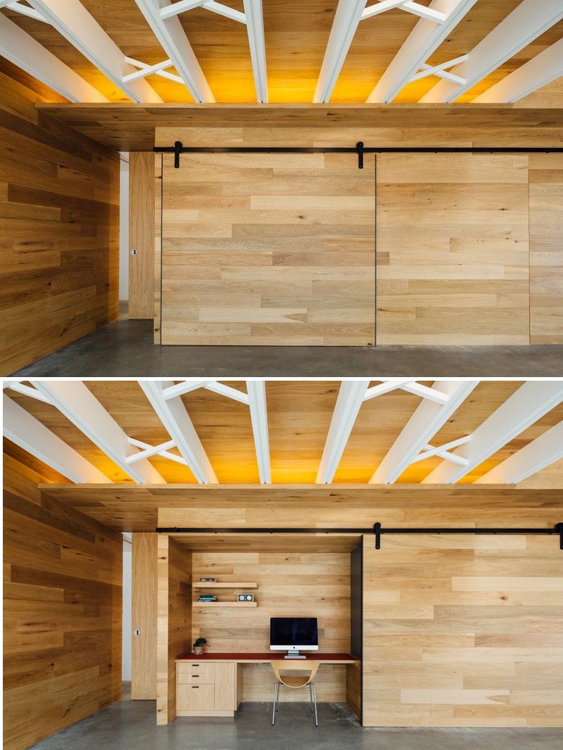 Sliding Door Hides This Home Office