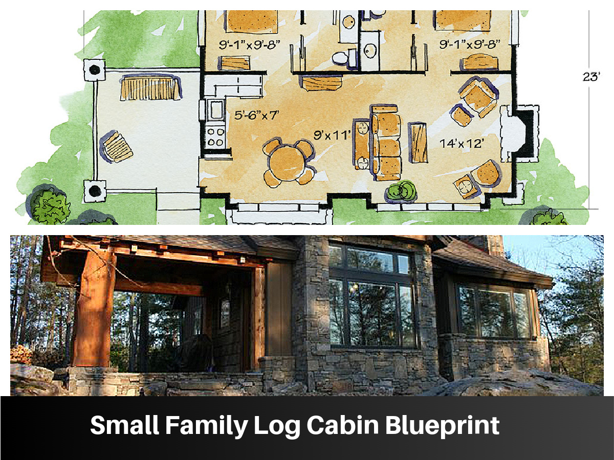 Small Family Log Cabin Blueprint