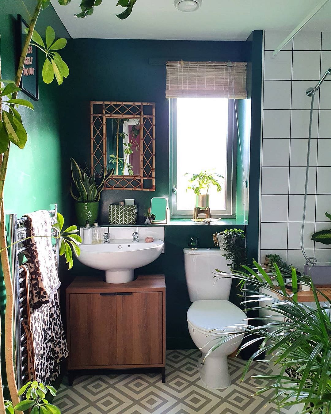 Small bathroom decor fillet with plants