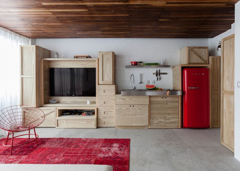 Small kitchen combined with living units