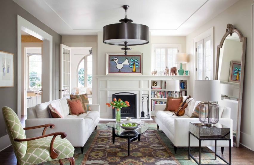Small living room with pops of color