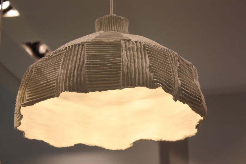 Snaidero showed this kitchen pendant light that has a hand-hewn feel.