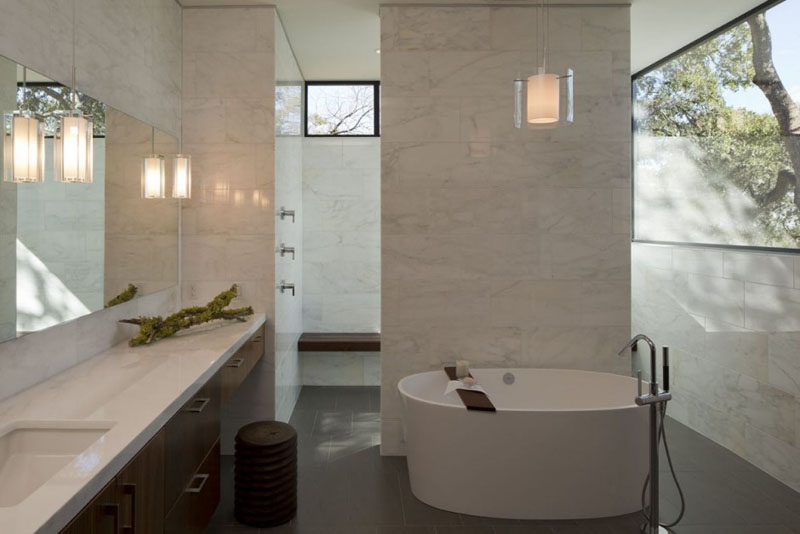 Soaking tub and large walk in shower design