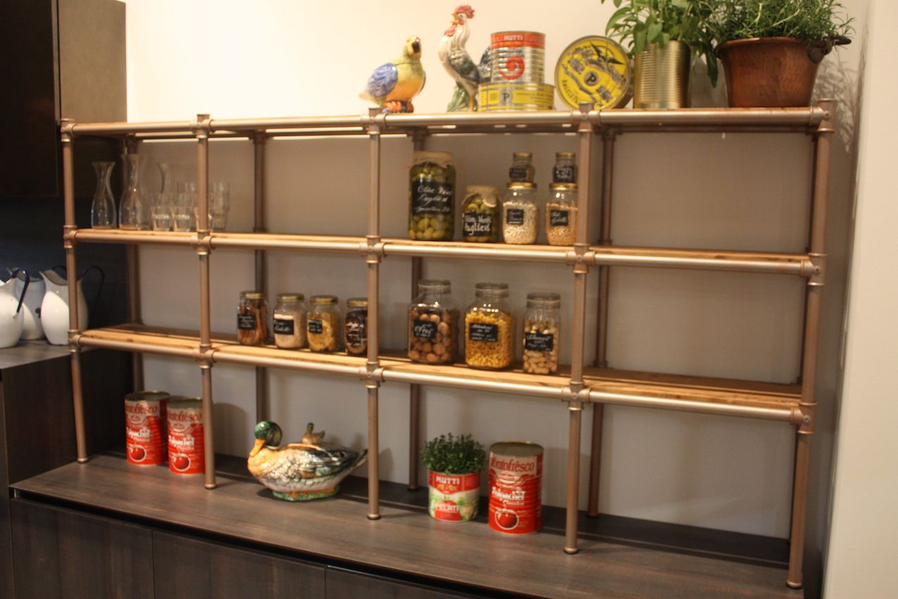 Spagnol open wood shelving