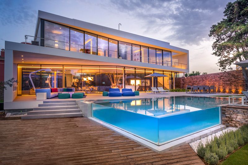 Spanish holiday home with glass swimming pool