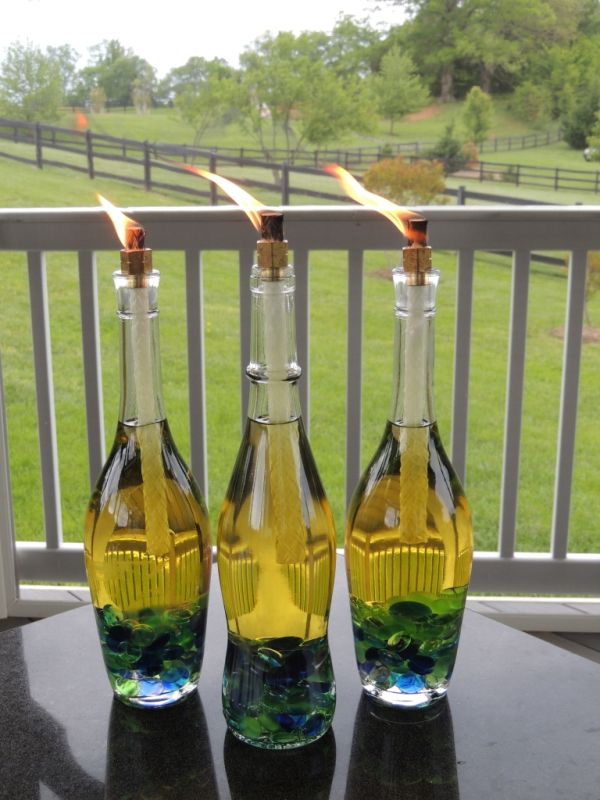 Special wine bottle tiki torches