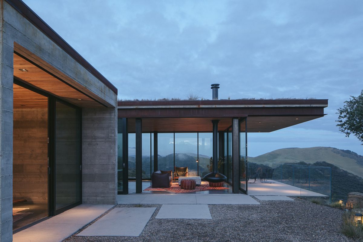 A cantilevered cliff house in California