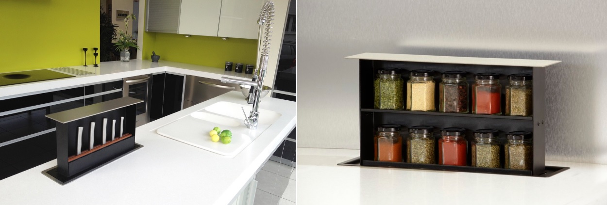 Spices and knife built in storage