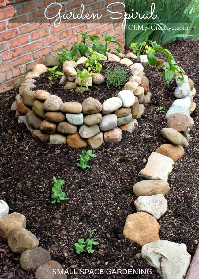Spiral rock vegetable garden