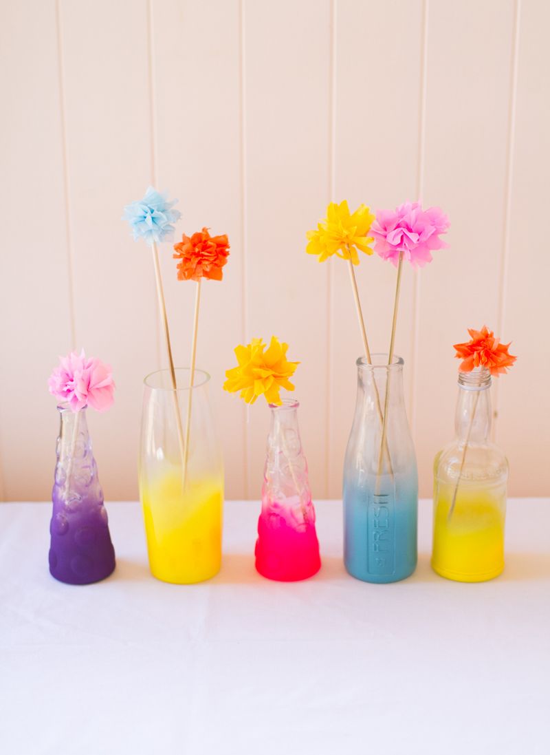 Spray paint glass bottles