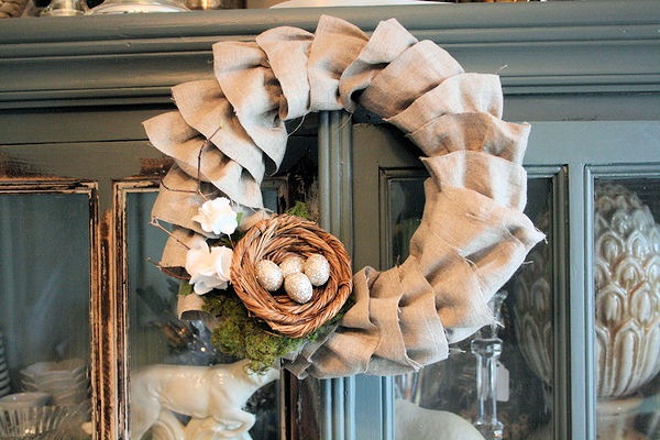 Spring - Easter wreath from burlap