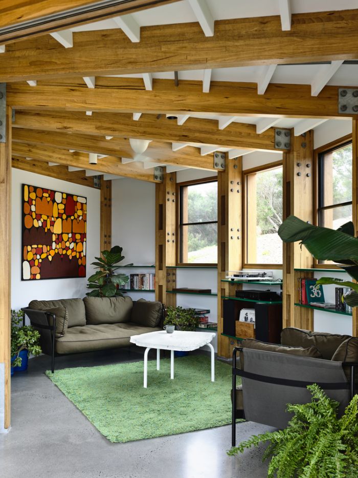 St  Andrews Beach House by Austin Maynard Architects living room